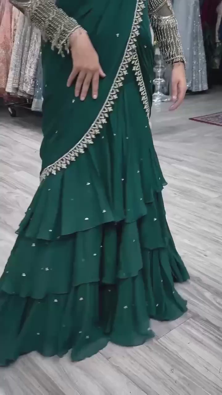 Ready to Wear Ruffle Lehenga Saree