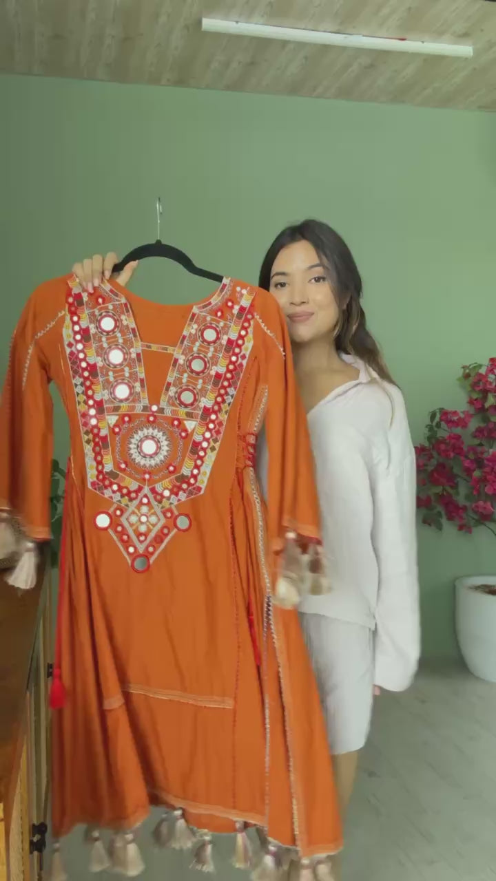 Premium Khadi Cotton Co-ord Set with Embroidery & Mirror Work