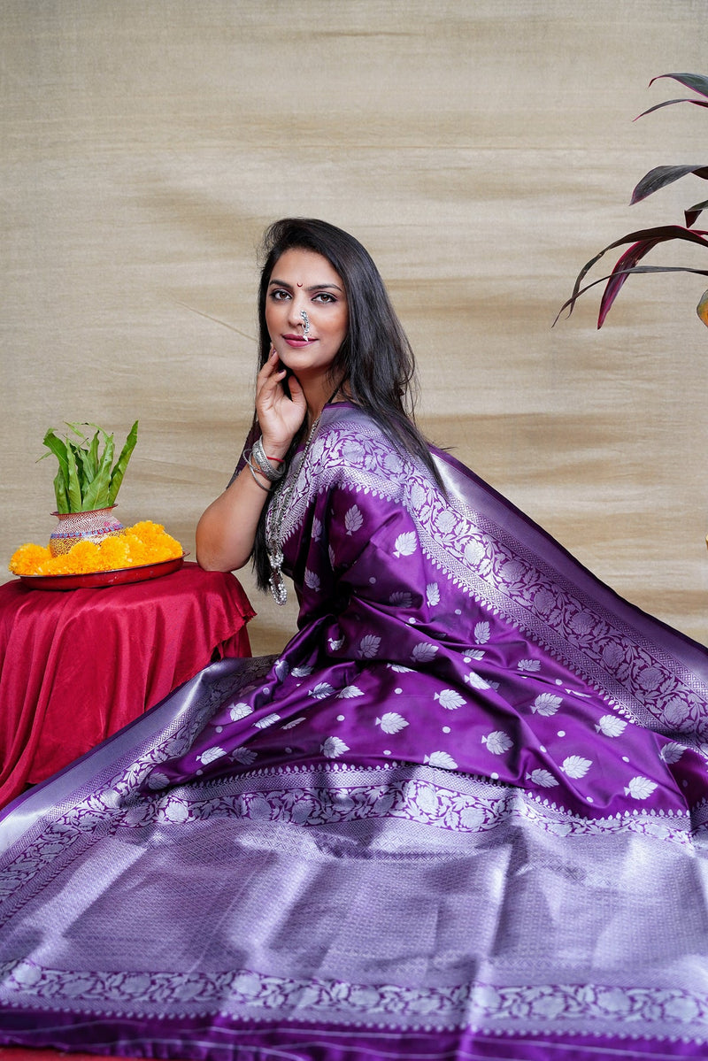 Purple Soft Silk Maharashtrian Paithani Saree