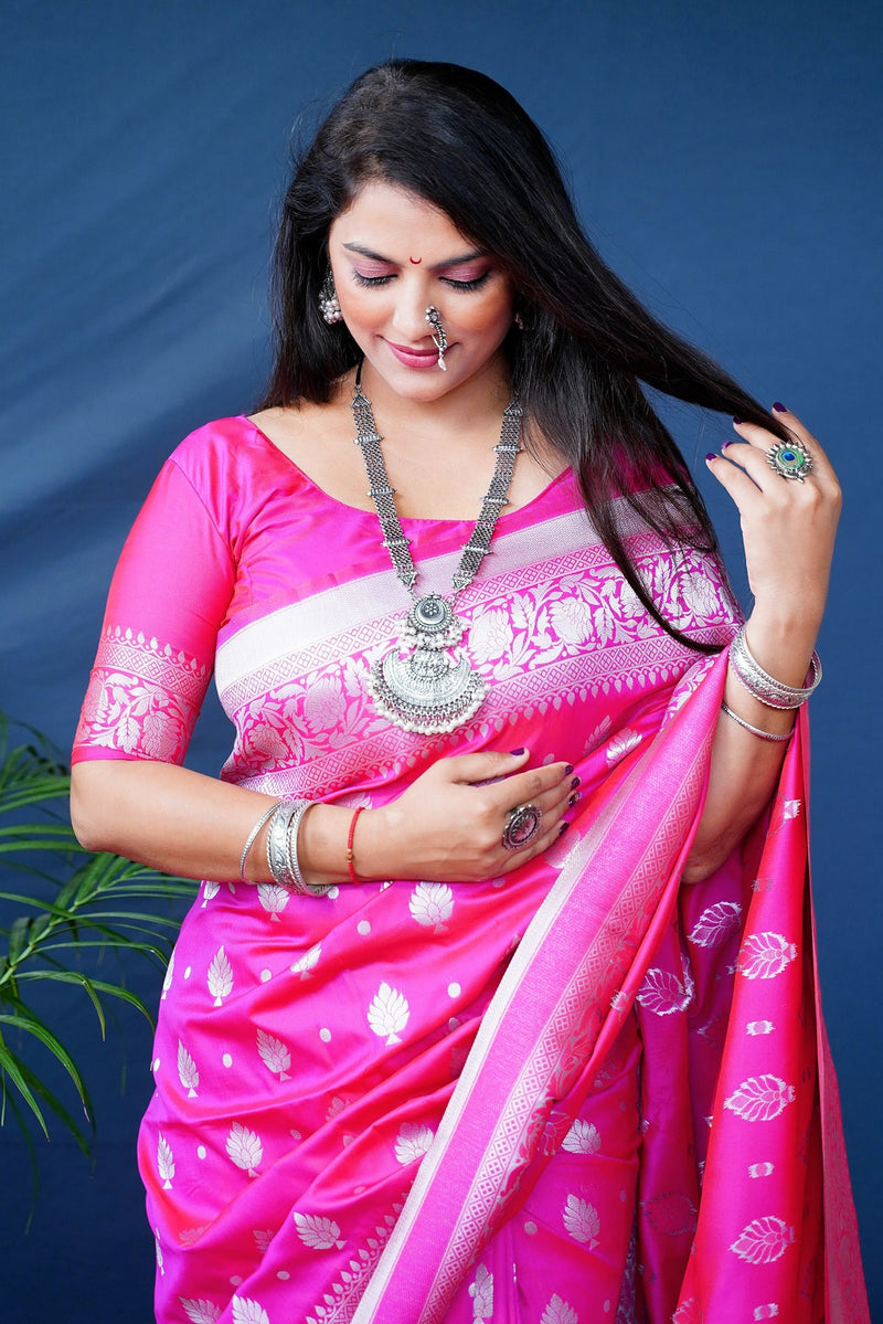 Pink  Soft Silk Maharashtrian Paithani Saree