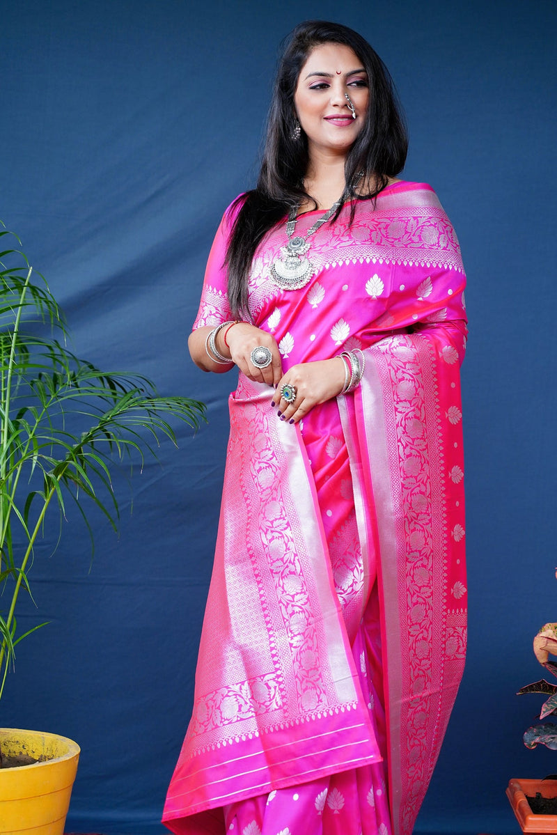 Pink  Soft Silk Maharashtrian Paithani Saree