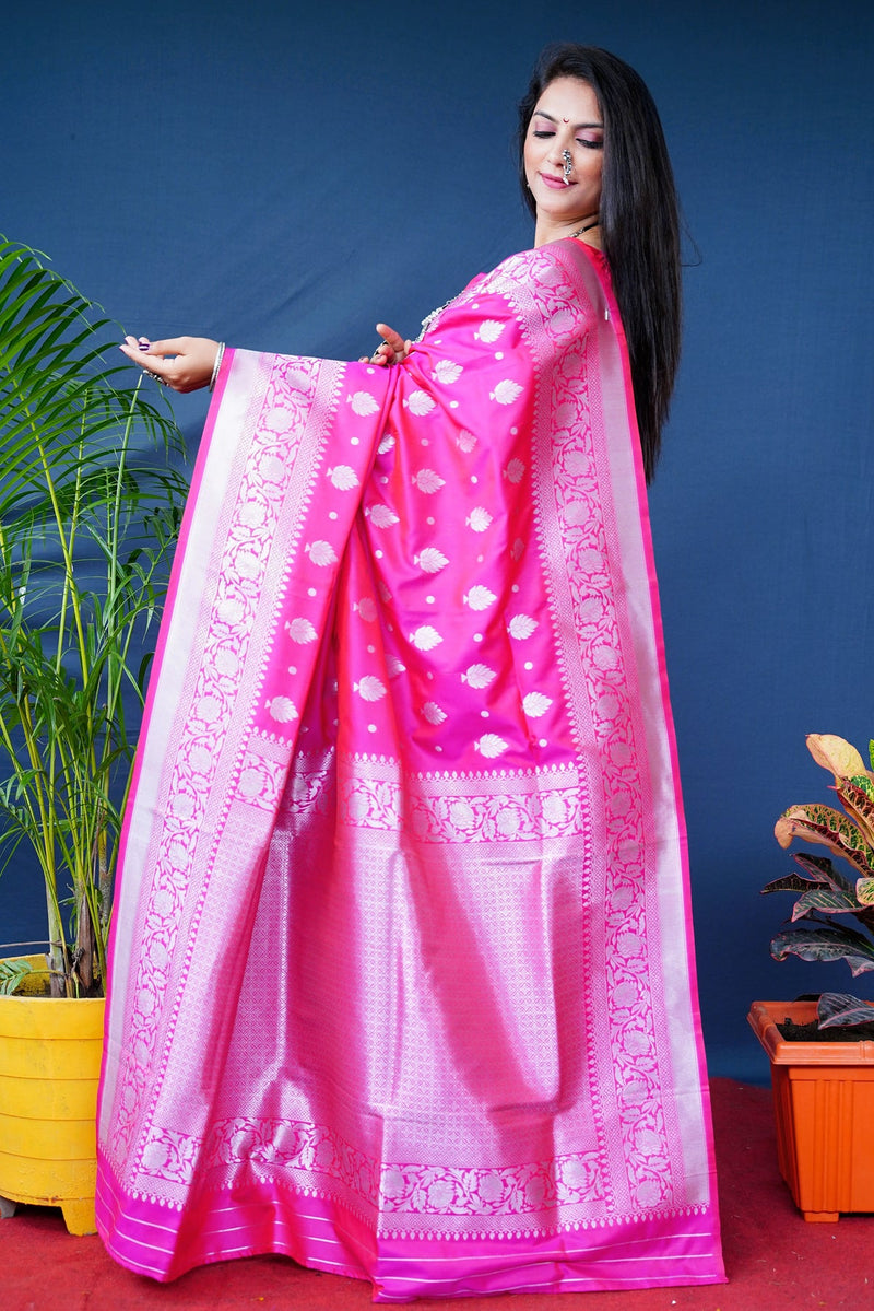 Pink  Soft Silk Maharashtrian Paithani Saree