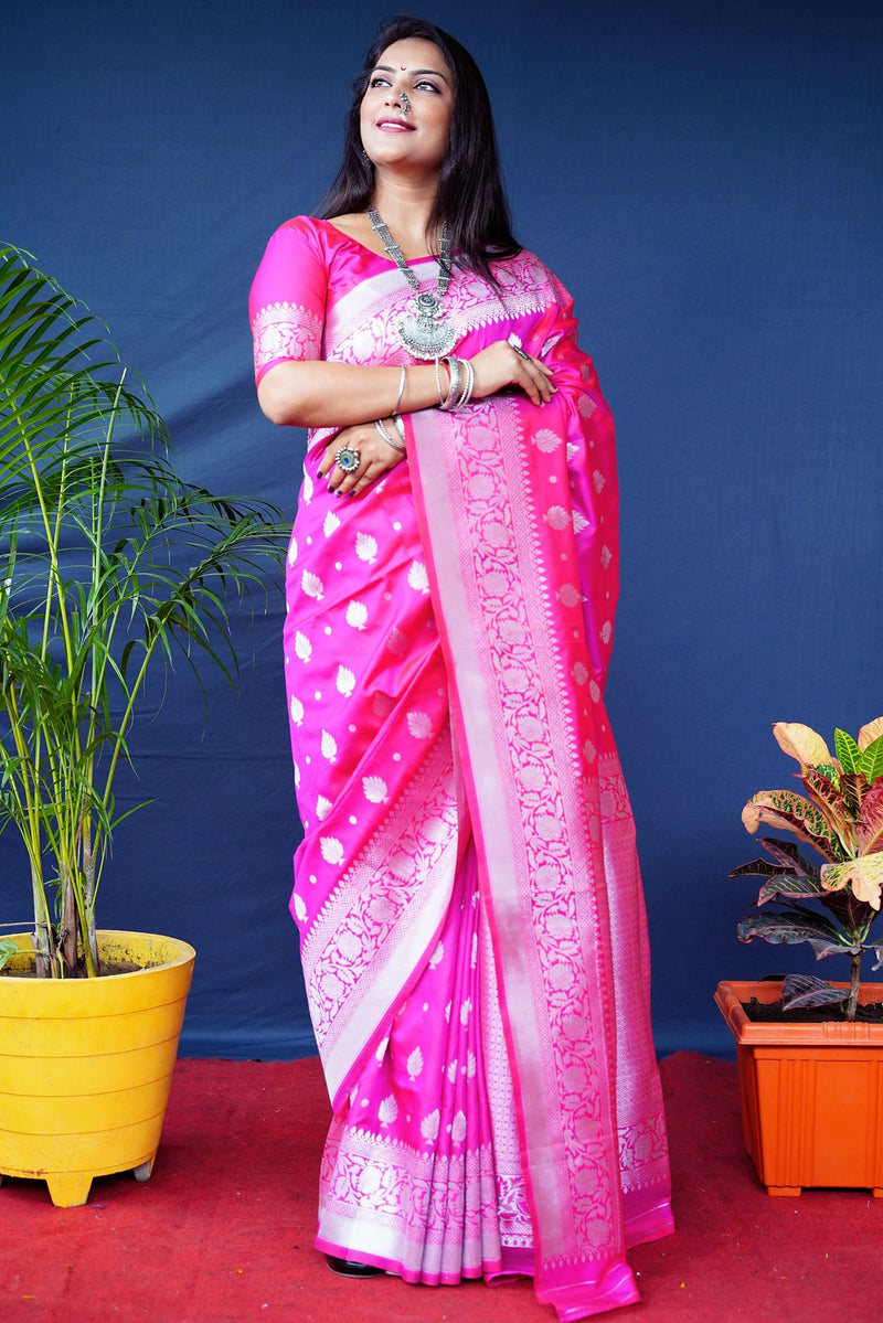 Pink  Soft Silk Maharashtrian Paithani Saree