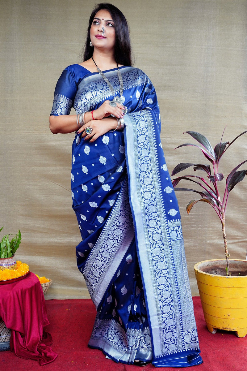 Nevy Blue Soft Silk Maharashtrian Paithani Saree