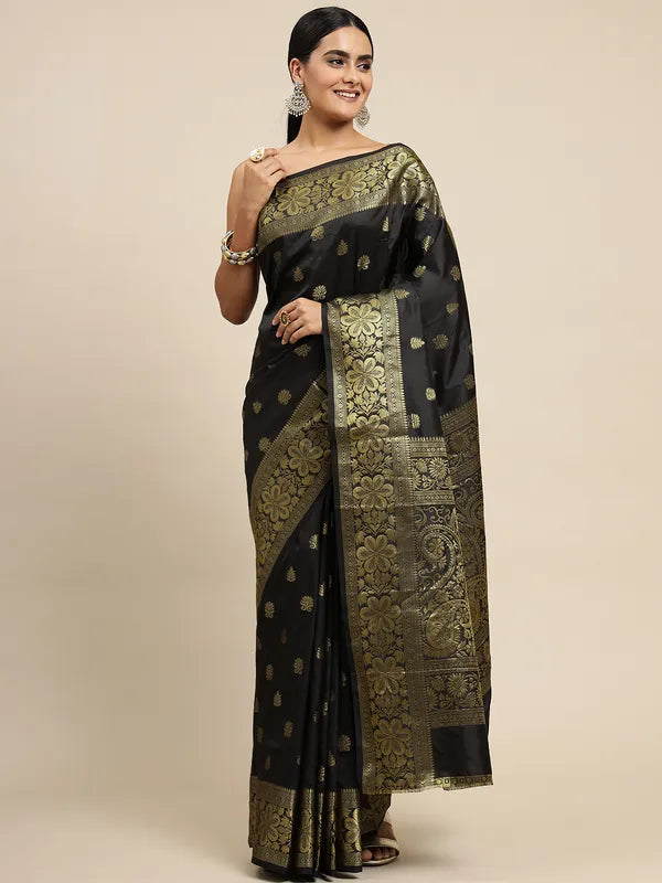 BLACK Banarasi Silk Saree