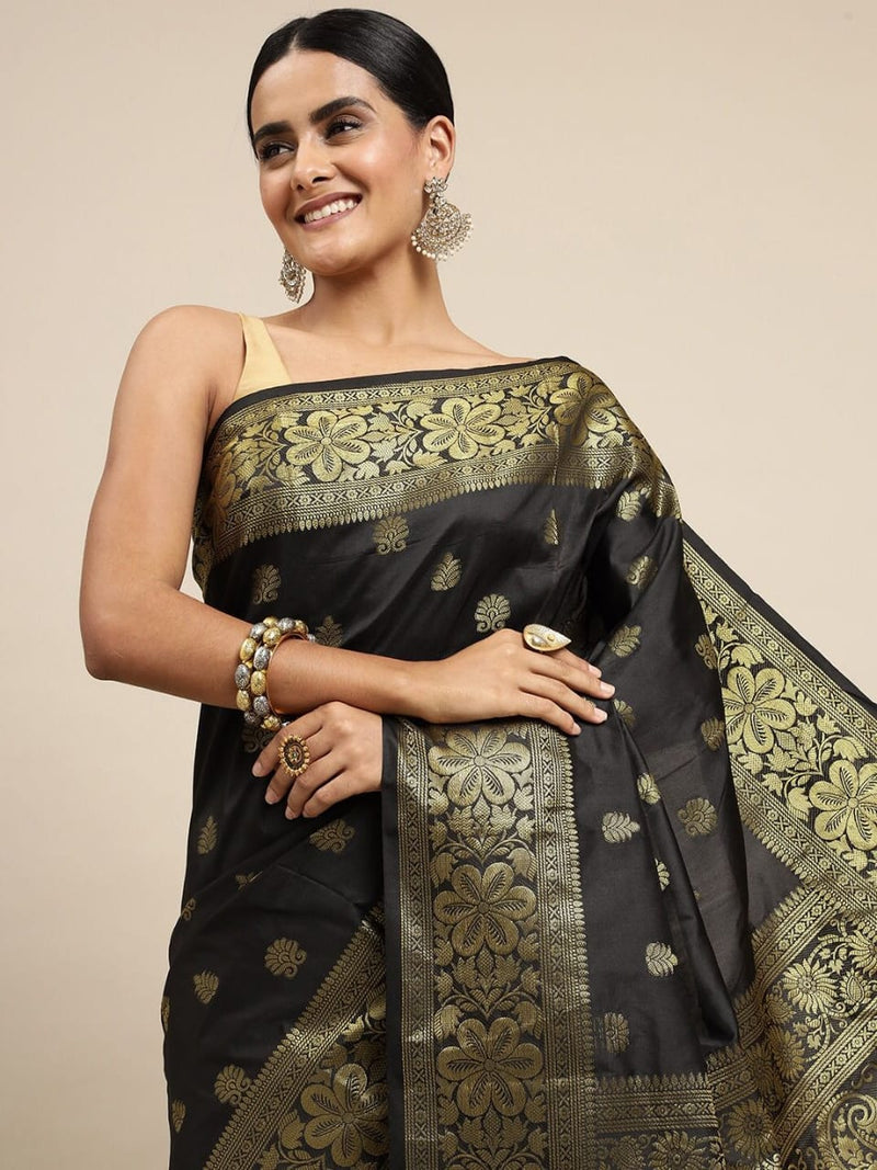 BLACK Banarasi Silk Saree