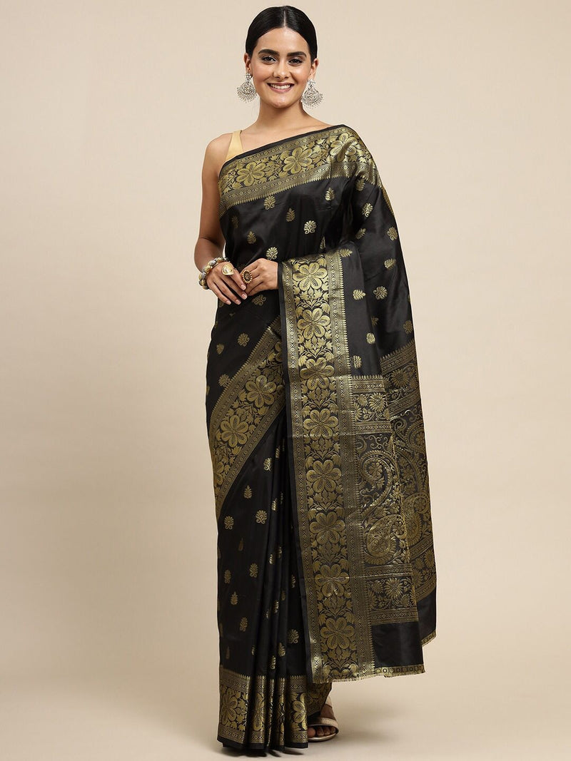 BLACK Banarasi Silk Saree