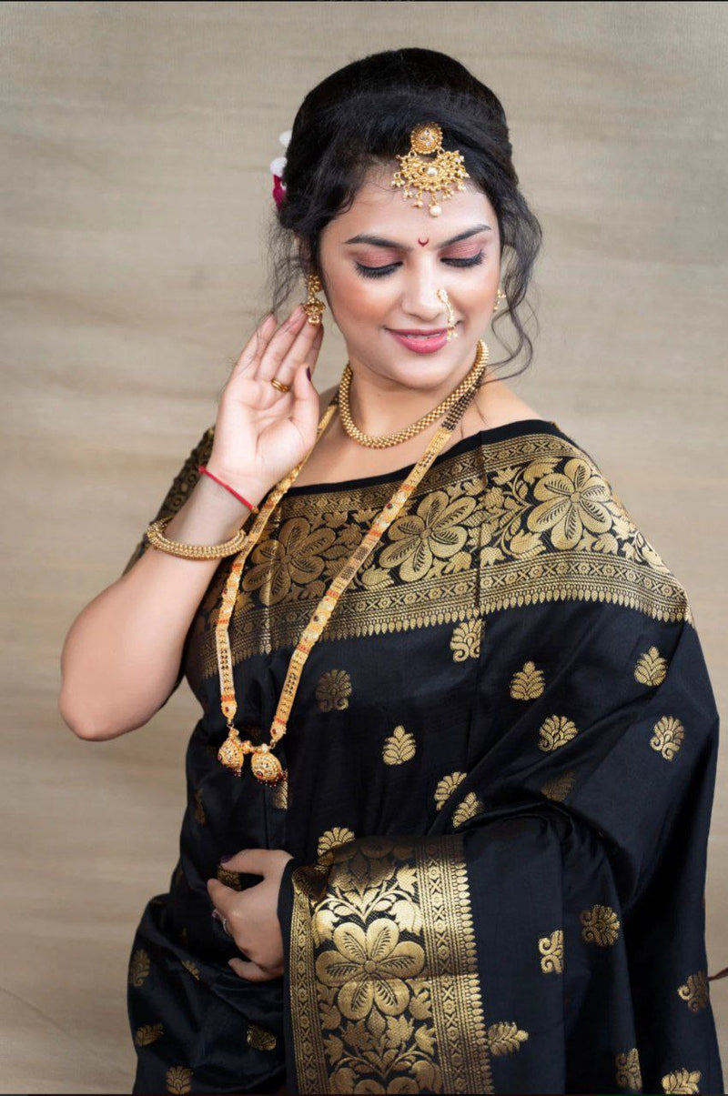 BLACK Banarasi Silk Saree