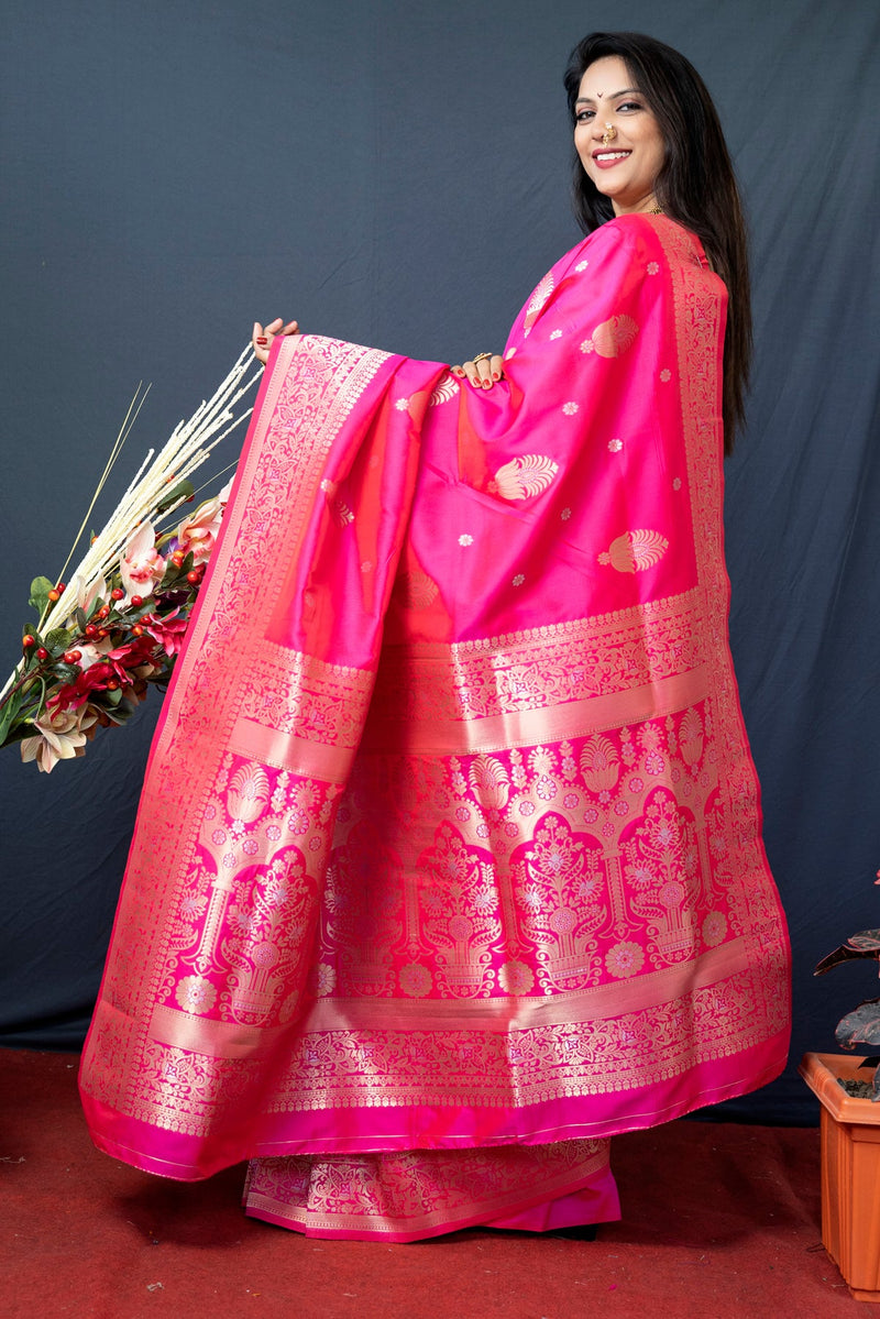 Pink Soft Silk Maharashtrian Paithani Saree