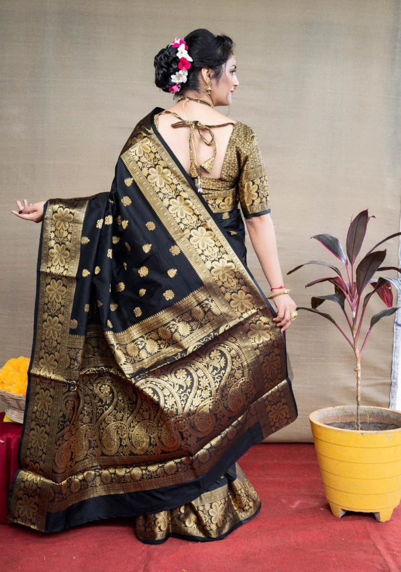 BLACK Banarasi Silk Saree